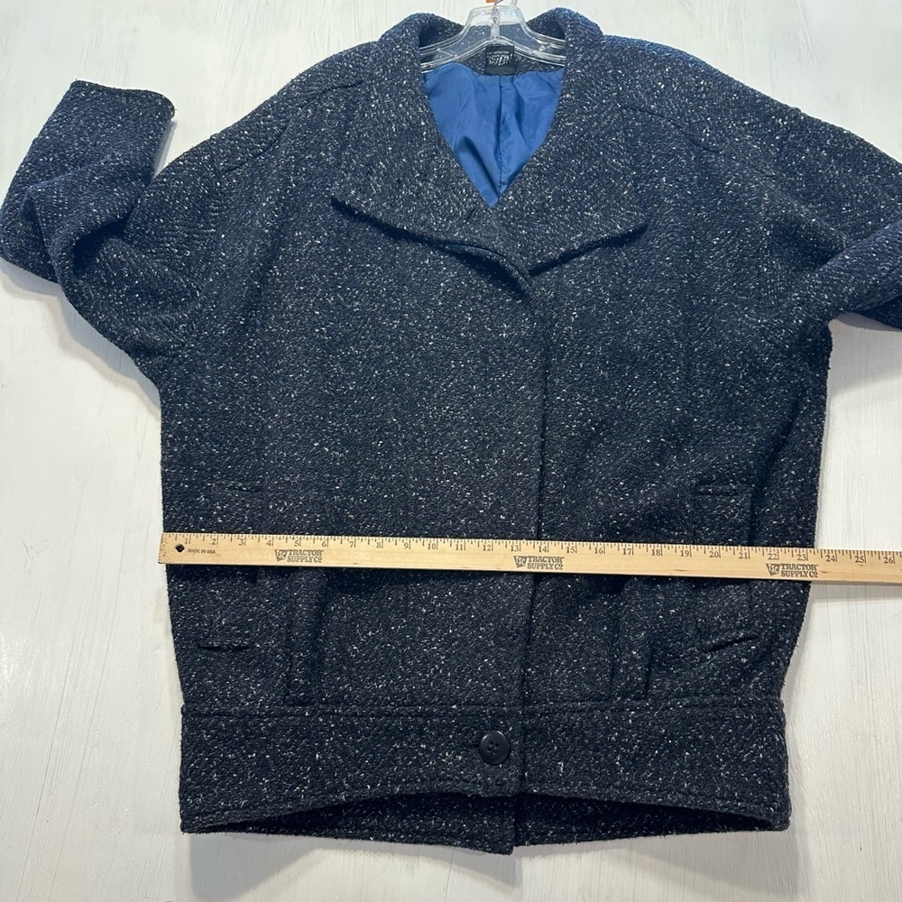 Vintage J Gallery Wool Blend Coat Women’s 11/12 Black Speckled Tweed Oversized - Picture 4 of 11